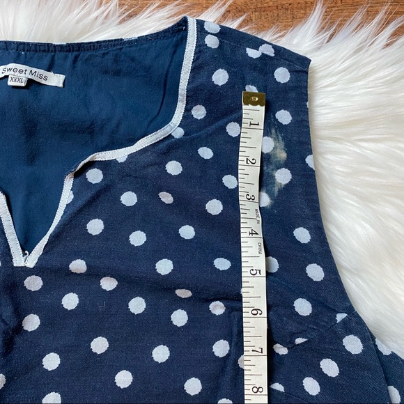 Sweet Miss Woman’s Blue/White Polka Dot with Eyelet Trim Plus Size 3XL - Picture 2 of 9
